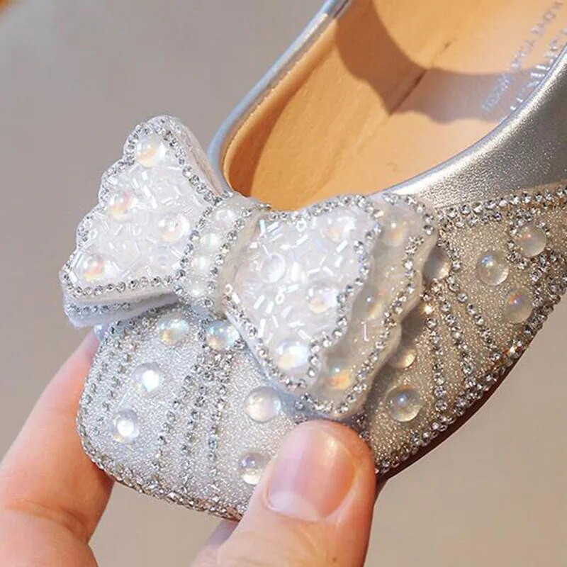 Kevad-sügis tüdrukute nahast kingad Moepärlikivist kivist kingad Lastele printsessikingad Pehme põhjaga tüdrukute kingad