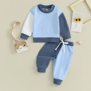 Pudcoco Toddler Βρέφος Κοριτσάκι Ρούχα Φθινοπώρου Αντίθεση Χρώμα Μακρυμάνικο Πουλόβερ Ελαστική Μέση Παντελόνι 2τμχ Ζεστό ρούχο 0-3Τ