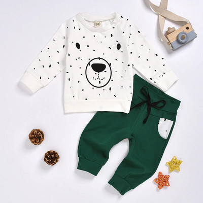 Set copii mici fete baieti desene animate urs cu mâneci lungi hanorac Topuri + pantaloni pantaloni tinute casual комплекты одежды