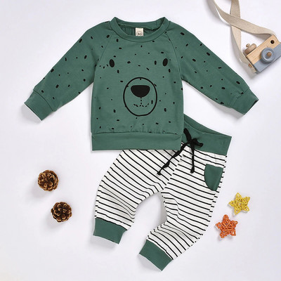Set copii mici fete baieti desene animate urs cu mâneci lungi hanorac Topuri + pantaloni pantaloni tinute casual комплекты одежды