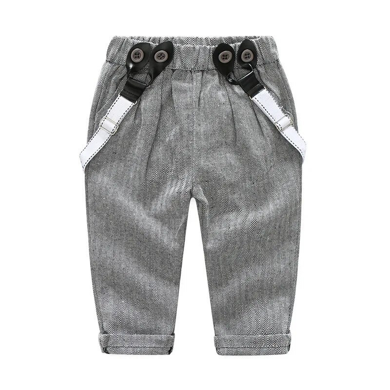 2 ΤΕΜ/3-24 Μήνες/Άνοιξη Φθινοπωρινή Βρεφική Στολή Αγόρια Ρούχα Σετ Κουστούμι Gentleman ριγέ βαμβακερό μπλουζάκι φιόγκο+παντελόνι Νεογέννητα ρούχα BC1625