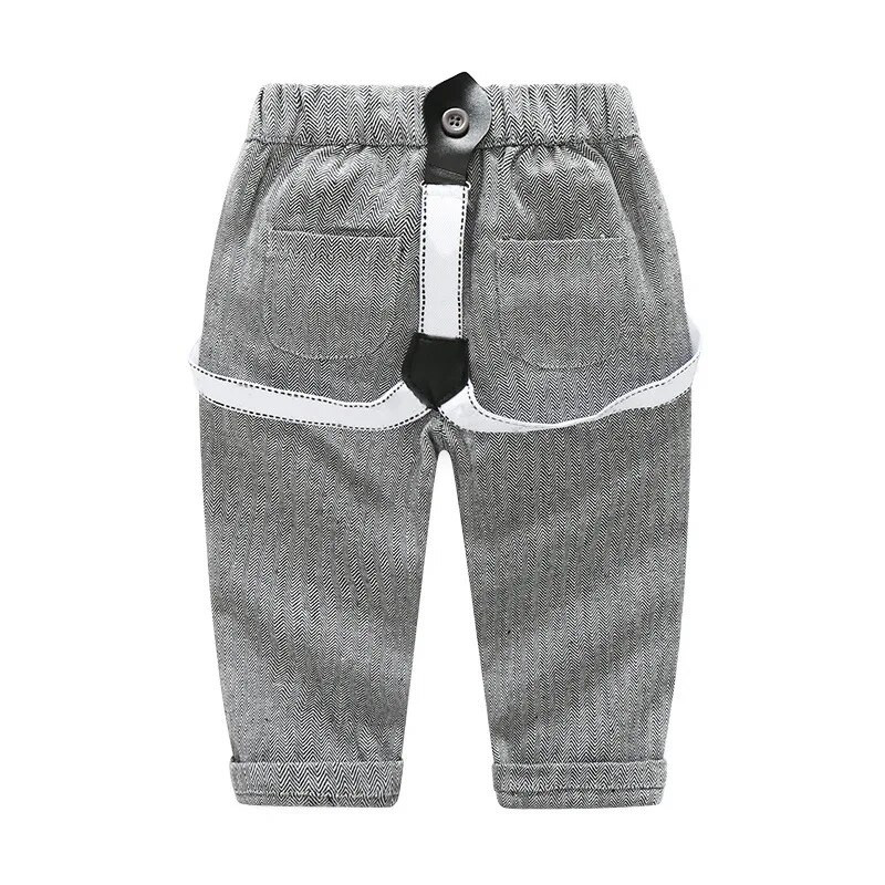 2 ΤΕΜ/3-24 Μήνες/Άνοιξη Φθινοπωρινή Βρεφική Στολή Αγόρια Ρούχα Σετ Κουστούμι Gentleman ριγέ βαμβακερό μπλουζάκι φιόγκο+παντελόνι Νεογέννητα ρούχα BC1625