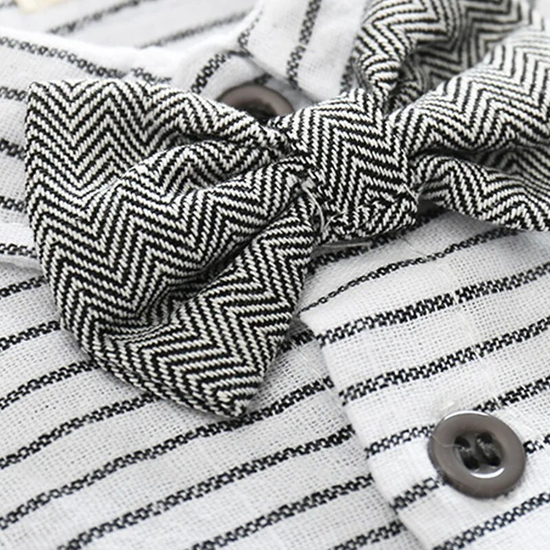 2 ΤΕΜ/3-24 Μήνες/Άνοιξη Φθινοπωρινή Βρεφική Στολή Αγόρια Ρούχα Σετ Κουστούμι Gentleman ριγέ βαμβακερό μπλουζάκι φιόγκο+παντελόνι Νεογέννητα ρούχα BC1625