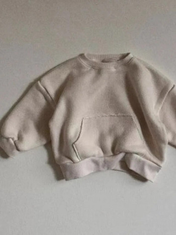 2023 Winter New Baby Plus Velvet Χοντρά Σετ Ζεστά Ρούχα Βρεφικά, casual φούτερ τσέπης Στολές Παιδικά αγόρια Φλις παντελόνι κοστούμι