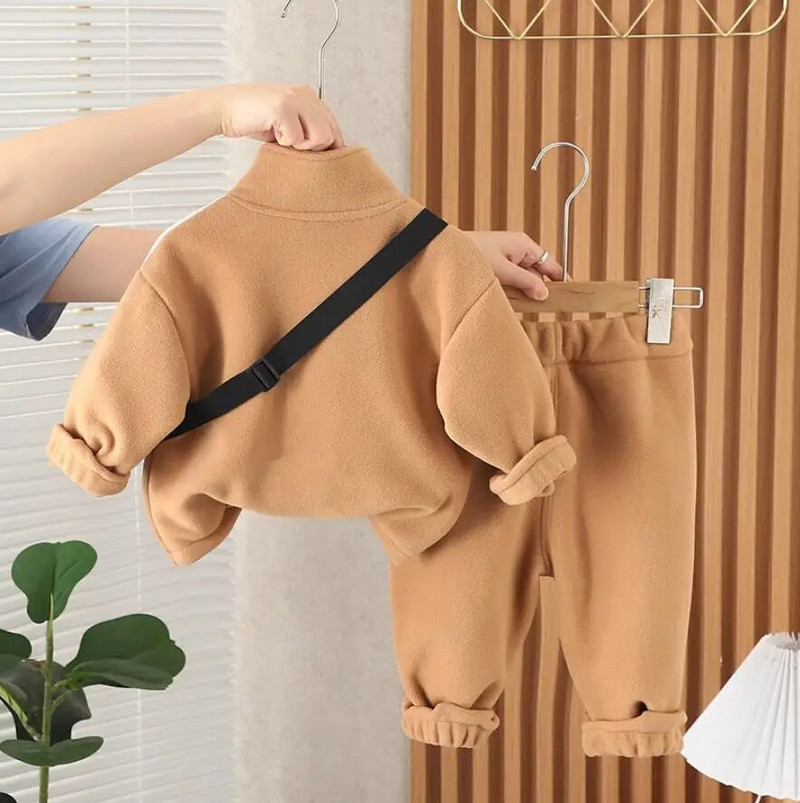 Χριστουγεννιάτικη παιδική φόρμα Φθινοπωρινός Χειμώνας Δεινόσαυρος Bear Fleece Μπουφάν με φερμουάρ και παντελόνι Παιδικά Ρούχα Αγόρια Σετ σύνολα