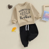 Bebeluş băieţel 2 buc ţinute de toamnă hanorac cu mâneci lungi Set pantaloni de culoare uni Haine pentru copii mici
