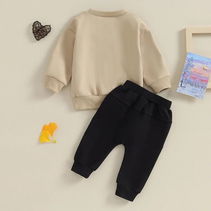 Zēns, 2 gab rudens tērpi, džemperis ar garām piedurknēm vienkrāsains bikšu komplekts, mazuļu apģērbs