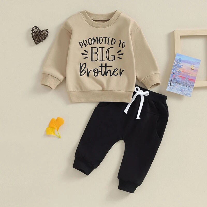 Zēns, 2 gab rudens tērpi, džemperis ar garām piedurknēm vienkrāsains bikšu komplekts, mazuļu apģērbs