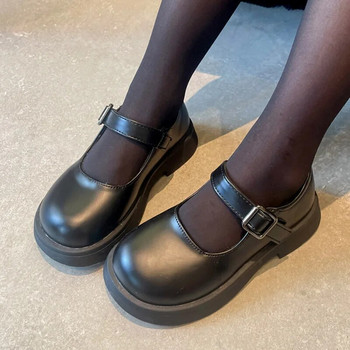 Детски кожени обувки Базови обувки Мери Джейн за студенти Черни училищни обувки за момичета Обувки на принцеса на платформа Равни обувки Оксфордски обувки 20R