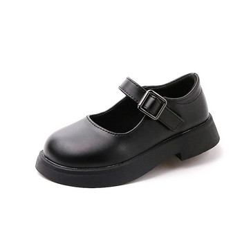 Детски кожени обувки Базови обувки Мери Джейн за студенти Черни училищни обувки за момичета Обувки на принцеса на платформа Равни обувки Оксфордски обувки 20R