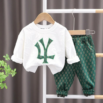 Mazuļu zēnu grezni apģērbi, mazuļu tērpi, multfilmas, džemperis ar garām piedurknēm, kapuciņi, topi un bikses, 2 gab., bērnu zīmolu apģērbu komplekti