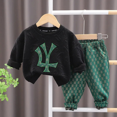 Mazuļu zēnu grezni apģērbi, mazuļu tērpi, multfilmas, džemperis ar garām piedurknēm, kapuciņi, topi un bikses, 2 gab., bērnu zīmolu apģērbu komplekti