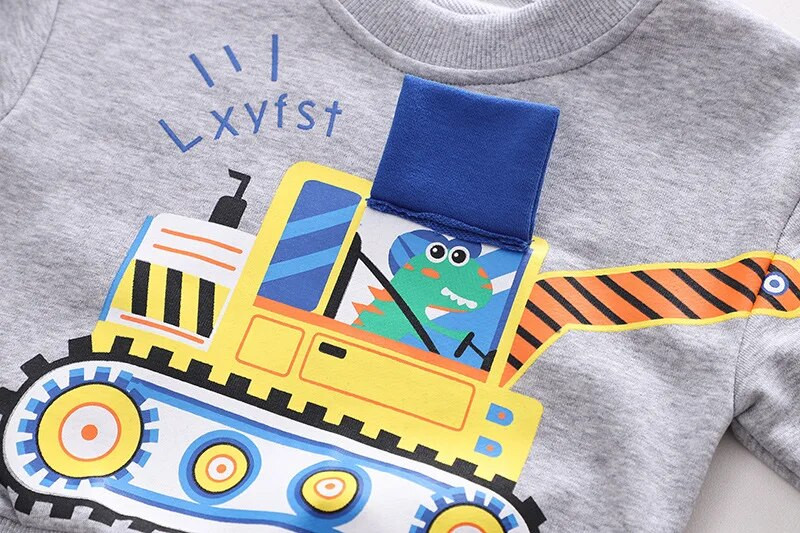 Mazuļu zēnu grezni apģērbi, mazuļu tērpi, multfilmas, džemperis ar garām piedurknēm, kapuciņi, topi un bikses, 2 gab., bērnu zīmolu apģērbu komplekti