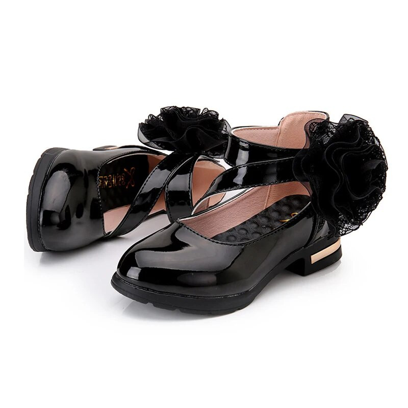 Laste kingad punased tüdrukute nahast kingad sügisprintsess kõrged kontsad kingad üliõpilaste esinemine tüdrukute sandaalid pits lille sandaalid