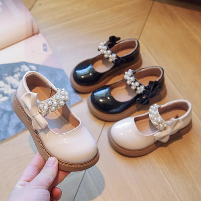 туфли для девочки Модни кожени обувки Girls Spring Sweet Princess Shoe New British Diamond Soft Sole Versatile Kids Shoe아기 신발