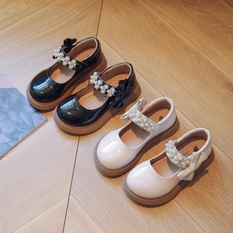 туфли для девочки Modes ādas apavi meitenēm pavasarīgi saldie princešu apavi Jauni britu dimanta apavi ar mīksto zoli, daudzpusīgi bērnu apavi아기 신발