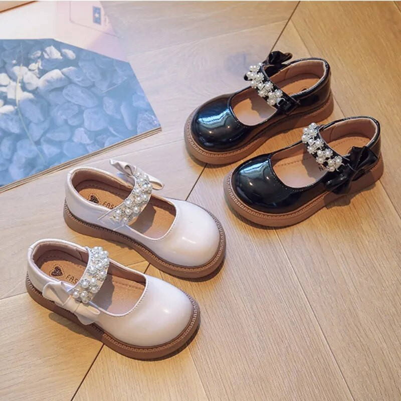 туфли для девочки Modes ādas apavi meitenēm pavasarīgi saldie princešu apavi Jauni britu dimanta apavi ar mīksto zoli, daudzpusīgi bērnu apavi아기 신발