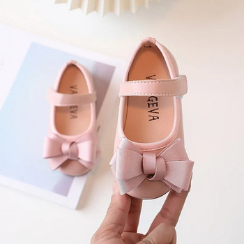 Детски кожени обувки Елегантни обувки за момичета с панделка Детски плитки едноцветни обувки за принцеса Mary Janes Прохождащи плоски единични обувки