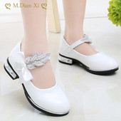 Bērnu, mazuļu, meiteņu, ziedu ādas apavi ar vienu mīksto apakšu deju princešu apavi 2023. gada pavasara rudens studentu kleitu apavi