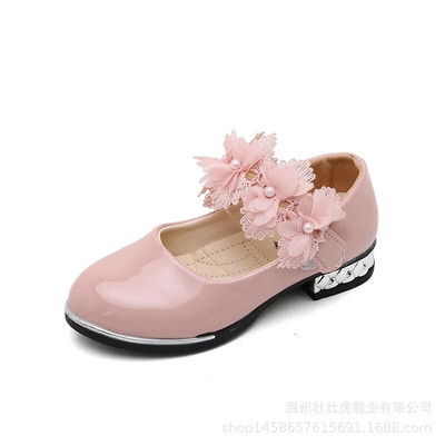 Bērnu, mazuļu, meiteņu, ziedu ādas apavi ar vienu mīksto apakšu deju princešu apavi 2023. gada pavasara rudens studentu kleitu apavi