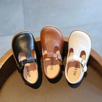 Ученически обувки за момиче Ретро Обувки на платформа за момичета Принцеса Обувки с катарама с T-каишка Бебешки обувки Mary Janes Детски кожени обувки Brogue Черни кафяви