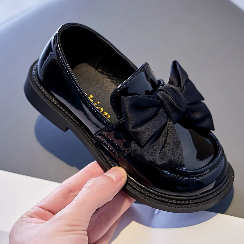 ULKNN Winered Bērnu Dzīvokļi Melni Big Bowknot Kurpes Bērnu dzīvoklis ar Meiteņu Lentēm Platformas Kurpes Studentu Gumijas Skolas Kurpes