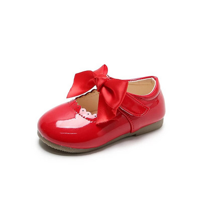 Pantofi pentru fete, de primăvară și toamnă, pentru fetiță, cu fundă minunată, din piele lacuită, pantofi de prințesă, de culoare uni, pantofi de dans placați cu aur pentru copii