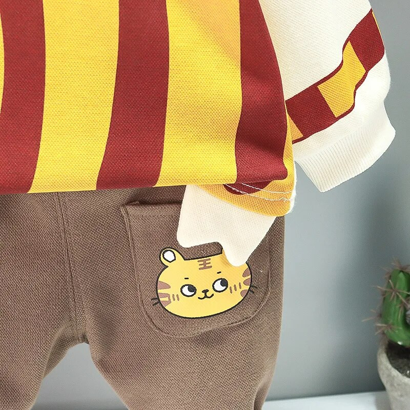 Korejas bērnu apģērbi 2023. gada pavasarī un rudenī, jauni komplekti bērniem 3D multfilmas ar dzīvnieku apdruku Bērnu džemperis ar divdaļīgu komplektu