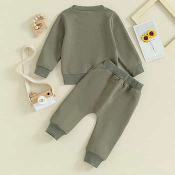 ma&baby 0-3Y Малки бебета, новородени бебета, комплекти дрехи за момчета, есенни пролетни екипи, щампи на букви, горнища с дълъг ръкав, панталони, анцуг