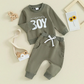 ma&baby 0-3Y Малки бебета, новородени бебета, комплекти дрехи за момчета, есенни пролетни екипи, щампи на букви, горнища с дълъг ръкав, панталони, анцуг