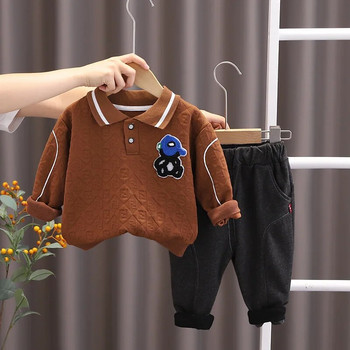 Παιδικά φθινοπωρινά κοστούμια για παιδιά Κινούμενα σχέδια με μακρυμάνικο γιακά μπλουζάκια και παντελόνια Designer Baby Boy σετ ρούχων πολυτελείας
