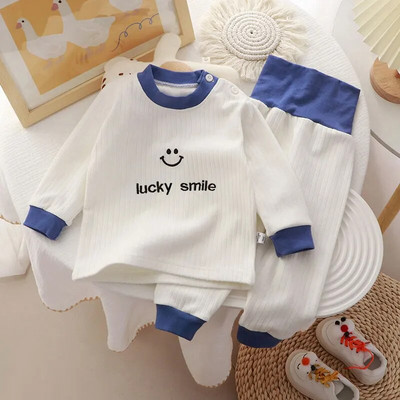 Mazuļu drēbju komplekts jauns stils augsts viduklis vēders aizsargtērps mazulim rudens ziemas samta apģērbi garās bikses meitenes zēni mājas apģērbi