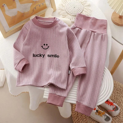 Mazuļu drēbju komplekts jauns stils augsts viduklis vēders aizsargtērps mazulim rudens ziemas samta apģērbi garās bikses meitenes zēni mājas apģērbi