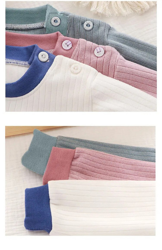 Mazuļu drēbju komplekts jauns stils augsts viduklis vēders aizsargtērps mazulim rudens ziemas samta apģērbi garās bikses meitenes zēni mājas apģērbi