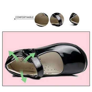 Кожени обувки за момичета за деца Ученически черни обувки от PU кожа Рокля на цветя Сватбени бели детски обувки с равни етикети