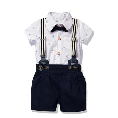 Salopetă pentru băieți Set de îmbrăcăminte Boutique Nou-născut Frumos Cadou de 1-a aniversare Salopetă imprimată Pălărie Set cu funde Tinute nuntă pentru copii