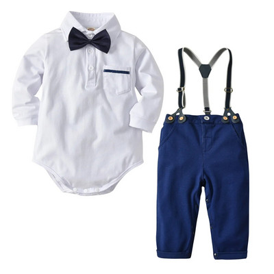 Salopetă pentru băieți Set de îmbrăcăminte Boutique Nou-născut Frumos Cadou de 1-a aniversare Salopetă imprimată Pălărie Set cu funde Tinute nuntă pentru copii
