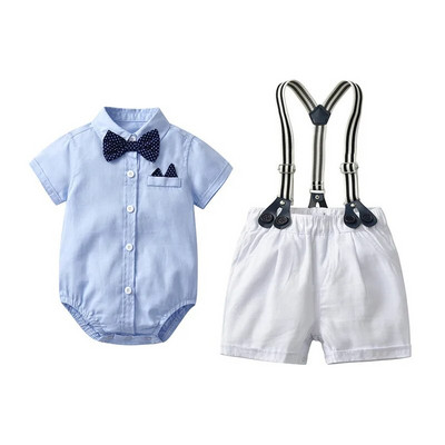 Salopetă pentru băieți Set de îmbrăcăminte Boutique Nou-născut Frumos Cadou de 1-a aniversare Salopetă imprimată Pălărie Set cu funde Tinute nuntă pentru copii
