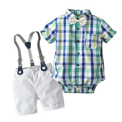 Salopetă pentru băieți Set de îmbrăcăminte Boutique Nou-născut Frumos Cadou de 1-a aniversare Salopetă imprimată Pălărie Set cu funde Tinute nuntă pentru copii