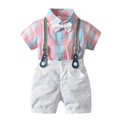 Salopetă pentru băieți Set de îmbrăcăminte Boutique Nou-născut Frumos Cadou de 1-a aniversare Salopetă imprimată Pălărie Set cu funde Tinute nuntă pentru copii