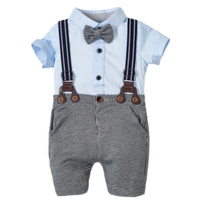 Salopetă pentru băieți Set de îmbrăcăminte Boutique Nou-născut Frumos Cadou de 1-a aniversare Salopetă imprimată Pălărie Set cu funde Tinute nuntă pentru copii
