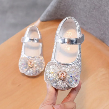CN 21-36 Детски обувки за момиче Bling Rhinestone Детски обувки за принцеси Момичета с равни обувки Мери Джейн Парти обувки за малко момиченце Сребърни, розови