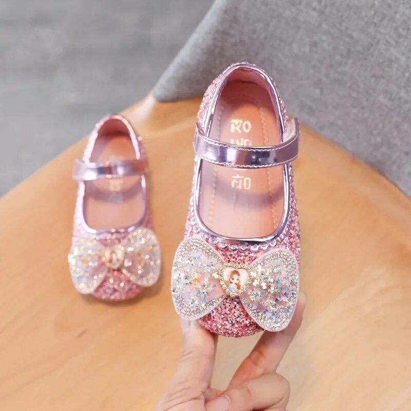 CN 21-36 Παιδικά παπούτσια για κορίτσι Bling Rhinestone Παιδικά παπούτσια Princess Flats για κορίτσια Mary Jane Παιδικά παπούτσια για πάρτι για κορίτσια ασημί, ροζ