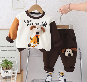 Baby Boy Boutique Outfits Комплект 2024 Нови детски дрехи Пуловер с щампи с карикатури с О-образно деколте и панталони Детски костюми за джогинг
