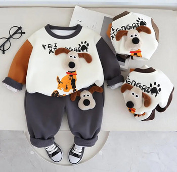Baby Boy Boutique Σετ 2024 Νέα παιδικά ρούχα κινουμένων σχεδίων με στάμπα πουλόβερ με κουκούλες και παντελόνια Παιδικά κοστούμια τζόκινγκ