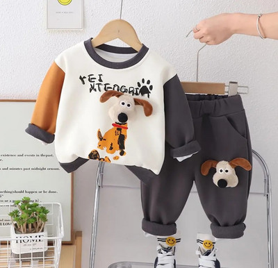 Baby Boy Boutique Outfits Комплект 2024 Нови детски дрехи Пуловер с щампи с карикатури с О-образно деколте и панталони Детски костюми за джогинг