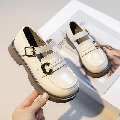 Meiteņu ādas apavi 2023. gada pavasarī un rudenī, jauni bērnu modes apavi, daudzpusīgi melni, vienkārši britu stila zēnu skolas apavi