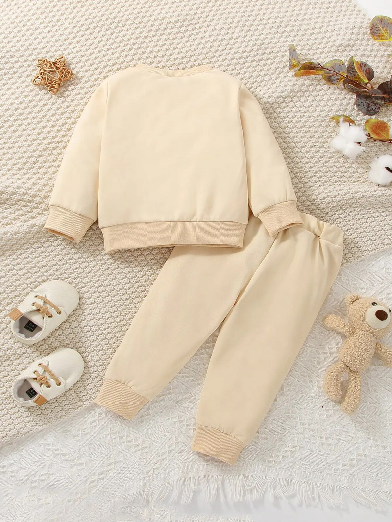 2-osaline sügis/talv beebipoiss, mood vaba aja veetmine vabas õhus sport beebitüdruk aprikoos, soe mugav armas naeratava näomustri komplekt