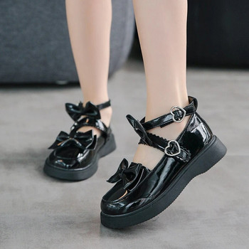 Παιδικά μαύρα δερμάτινα παπούτσια για κορίτσια Lolita για το σχολείο 2023 Love Glossy Flat Παιδικά Loafers για πάρτι γάμου Casual Κορεάτικο στυλ
