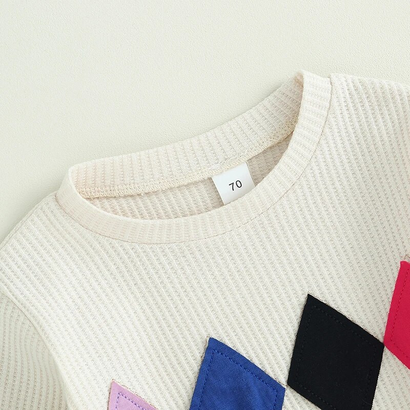 Lapsed Beebid Poisid Tüdrukud Sügistalvised Komplektid Ülikond Mood Geomeetria Muster Meeste Kaelus Pikad varrukad Pusad Püksid 2 tk riidekomplekt